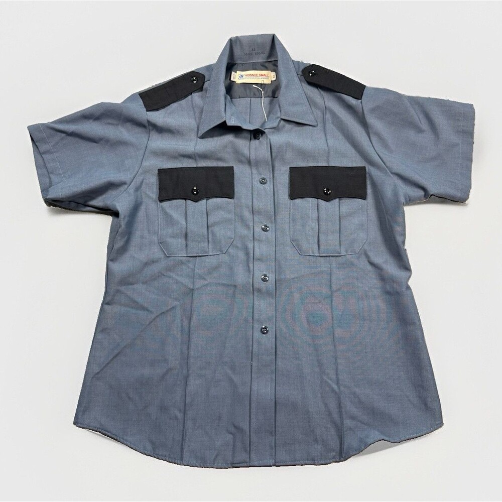 Vintage Horace Small Women’s 40 Uniform Shirt Short Sleeve Twill Blue/Black